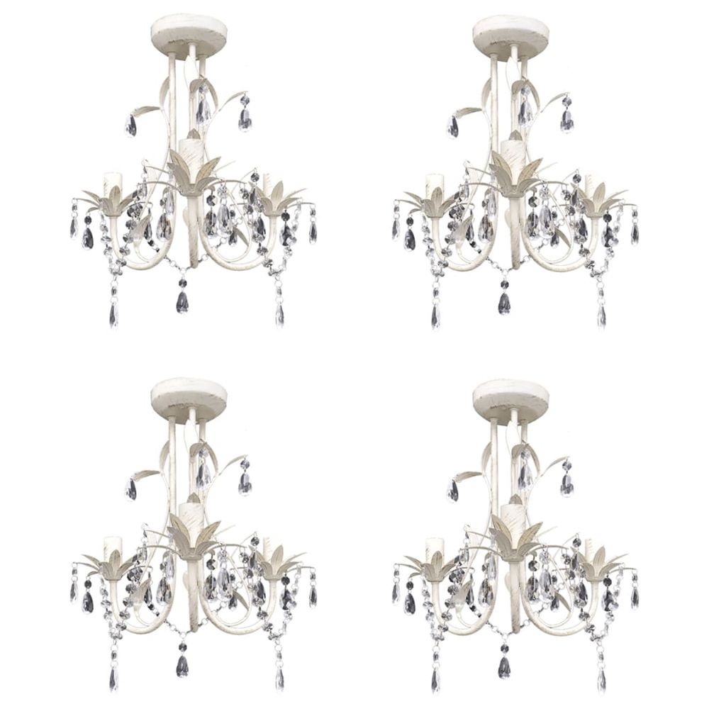 Crystal Pendant Ceiling Lamp Chandeliers 2 pcs Elegant White