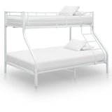 Bunk Bed Frame White Metal 140x200 cm/90x200 cm