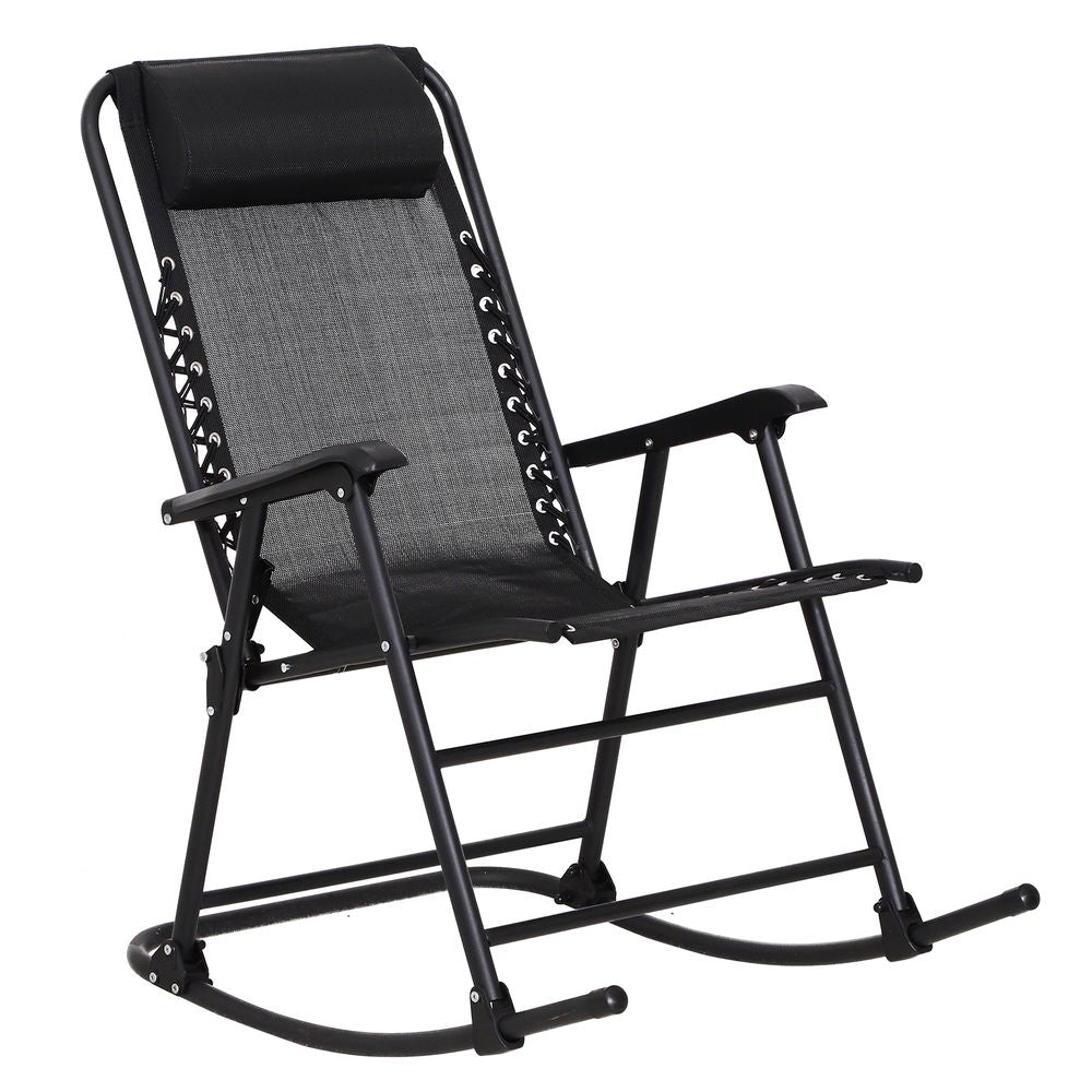 Outsunny Folding Rocking Chair Outdoor Portable Zero Gravity Chair