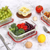 8 PCs Rectangle Square  Airtight Glass Food Containers with Lids Storage Kitchen Containers