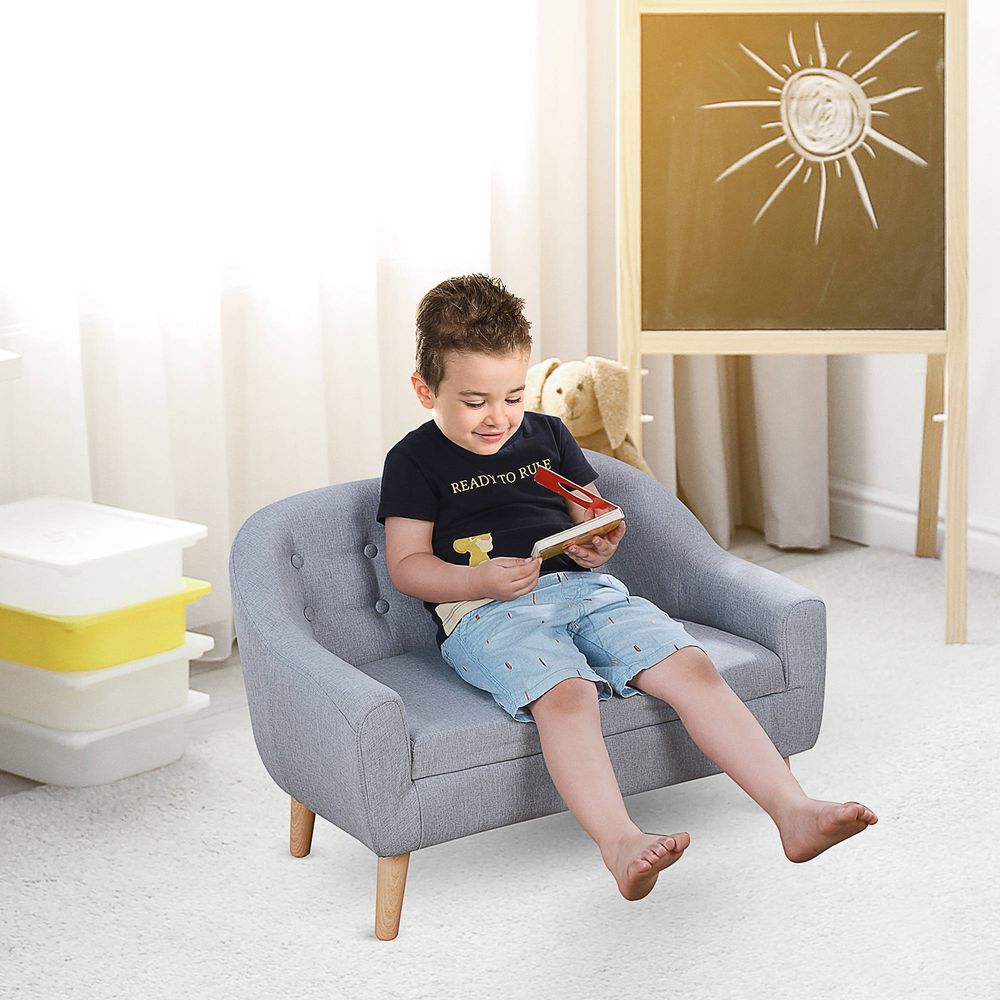 Kids Mini Sofa Children Armchair Seating Chair Bedroom Playroom Furniture Grey