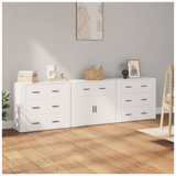 Sideboards 3 pcs White Engineered Wood