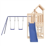 Playhouse with Slide Swings Solid Wood Pine