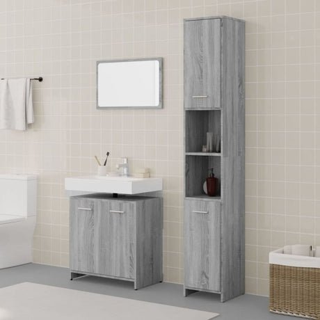 3 Piece Bathroom Furniture Set Smoked Oak Engineered Wood