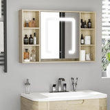 LED Bathroom Mirror Cabinet Wall-Mounted W/ Adjustable Shelves Natural