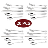 20 PCs Stainless Steel Cutlery Silverware Flatware Dinnerware Set