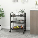 3 - 5 Tier Kitchen Trolley Black, White & Grey 46x26x64 cm to 46 x 26 x 105 cm Iron