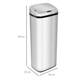 50L Motion Sensor ABS Rubbish Bin Siler/Black