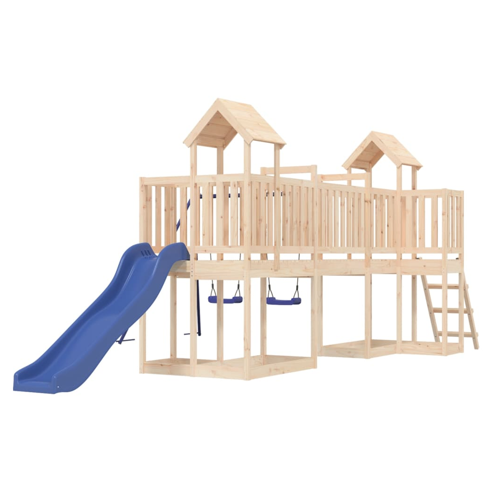 Playhouse with Slide Swings Solid Wood Pine