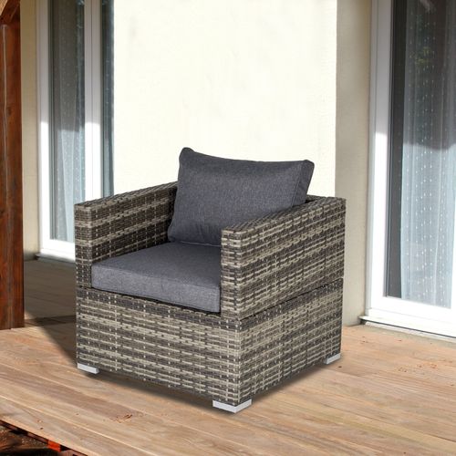 Outdoor Patio Furniture Single Rattan Sofa Chair Padded Cushion