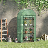 Mini Greenhouse with Storage Shelf, Roll-Up ZipDoorPE Cover, Green