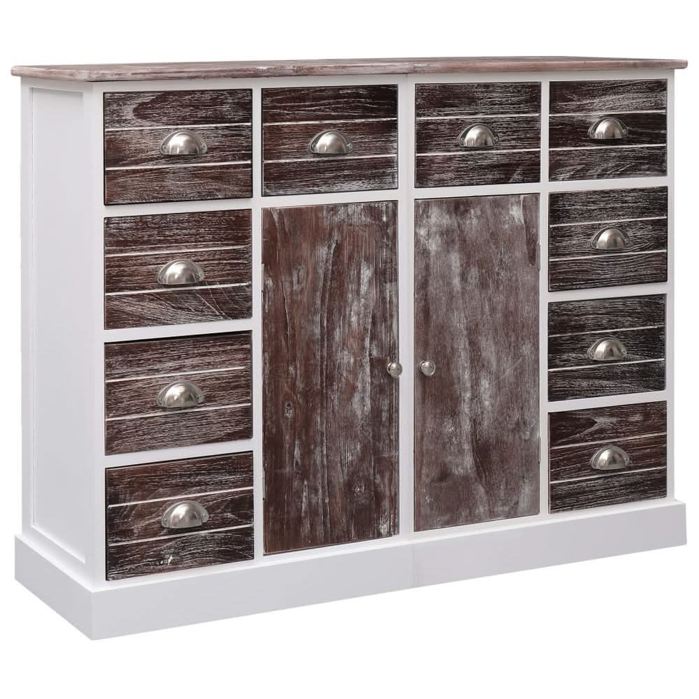 Sideboard with 10 Drawers Grey 113x30x79 cm Wood