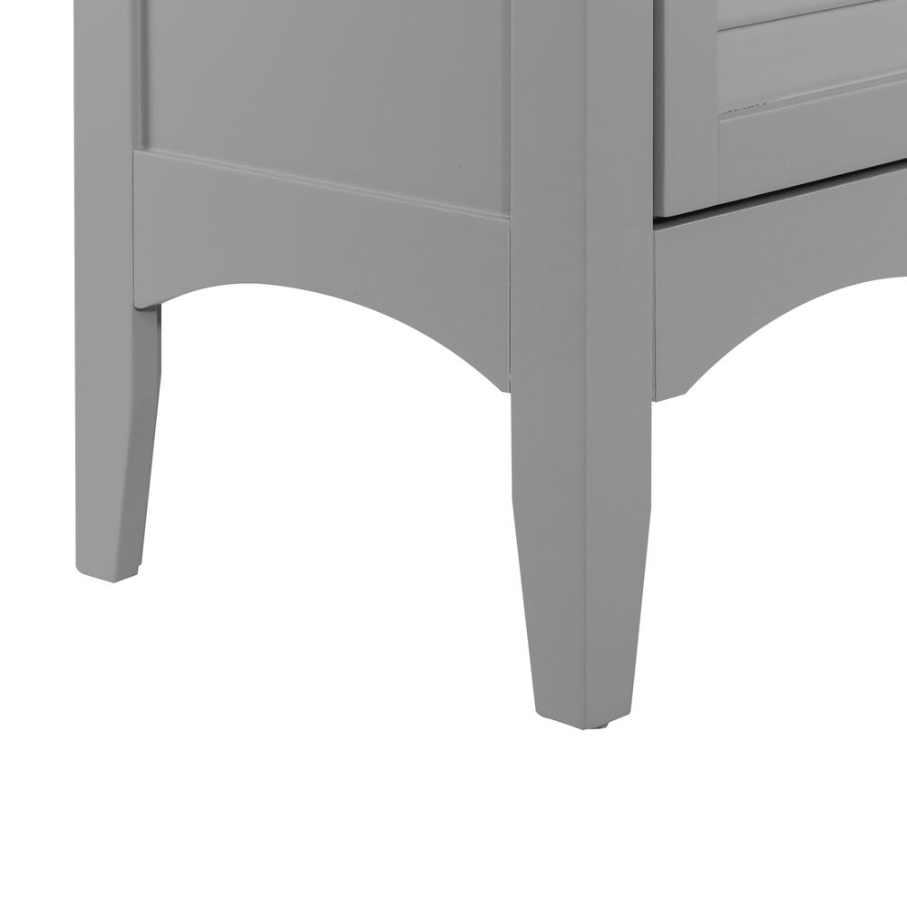 Glancy Wooden Linen Tower Tall Bathroom Cabinet Grey With Storage