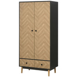 Wardrobe Cabinet Wood Grain 90x50x190cm-Grey/Oak