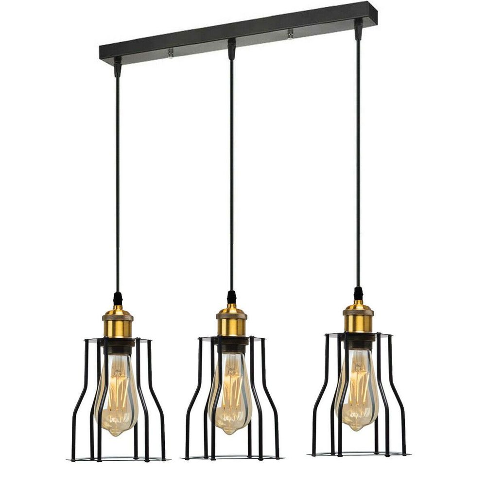 3-Lights Cage Pendant Lamps Ceiling Light Fixtures~1422