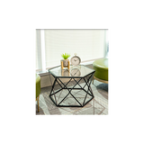 Hexagon Tempered Glass  Black Coffee Side Table (Big) - SLENDER