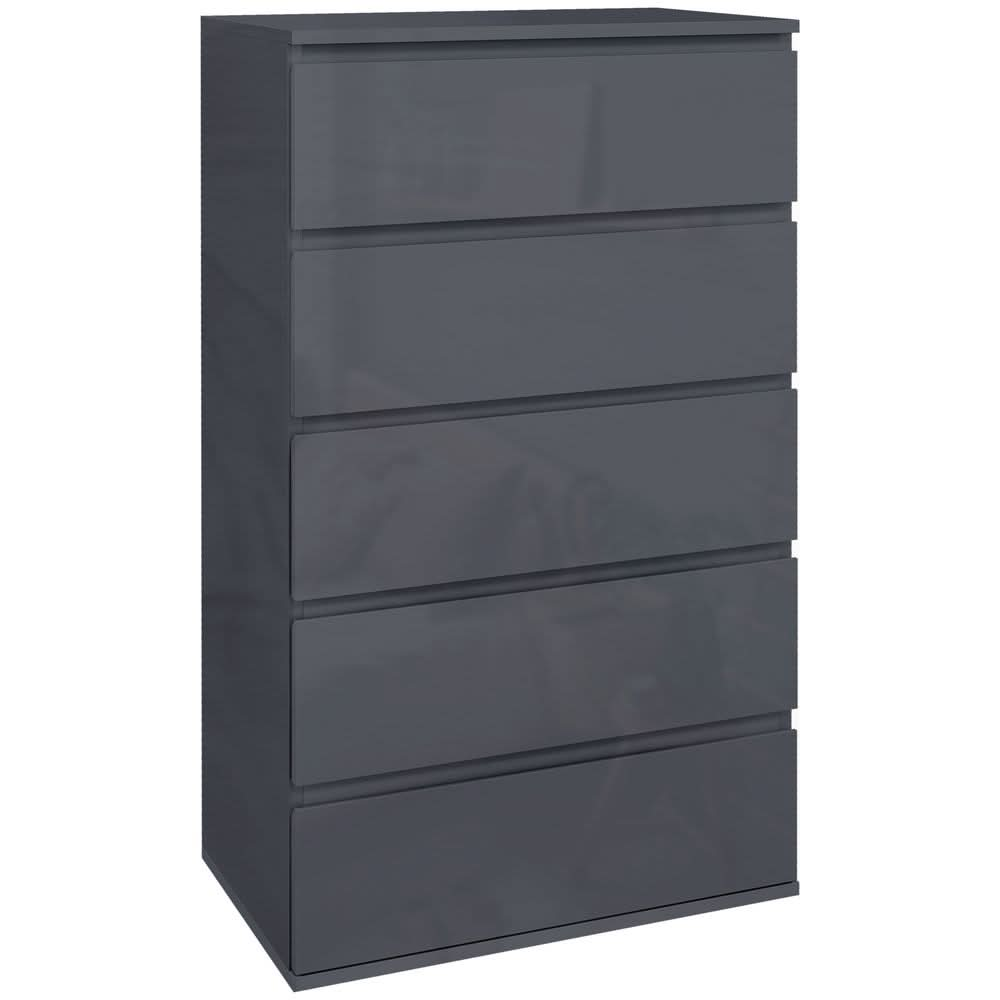 Bedroom Chest of Drawers, High Gloss 5 Drawers Dresser, Drawer Unit