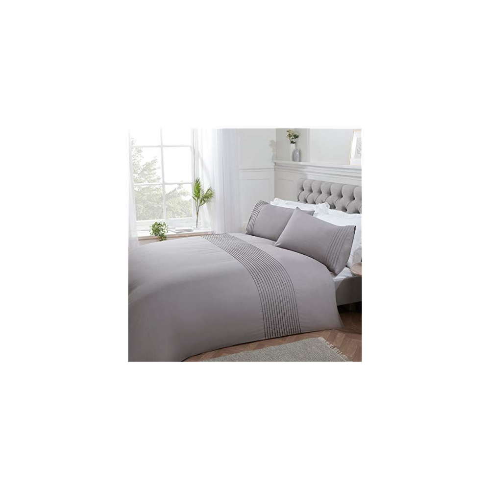 PINTUCK SILVER DUVET SET SB