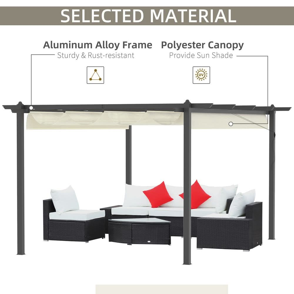 4 x 3m Aluminum Pergola Gazebo Retractable Roof CanopyCream White