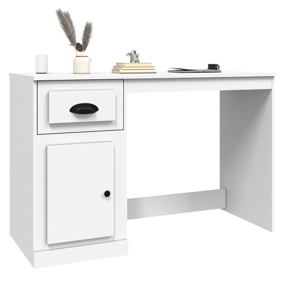 Desk with Drawer White 115x50x75 cm Engineered Wood