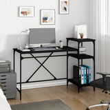 Desk with Shelves Black 135x50x90 cm Engineered Wood&Iron