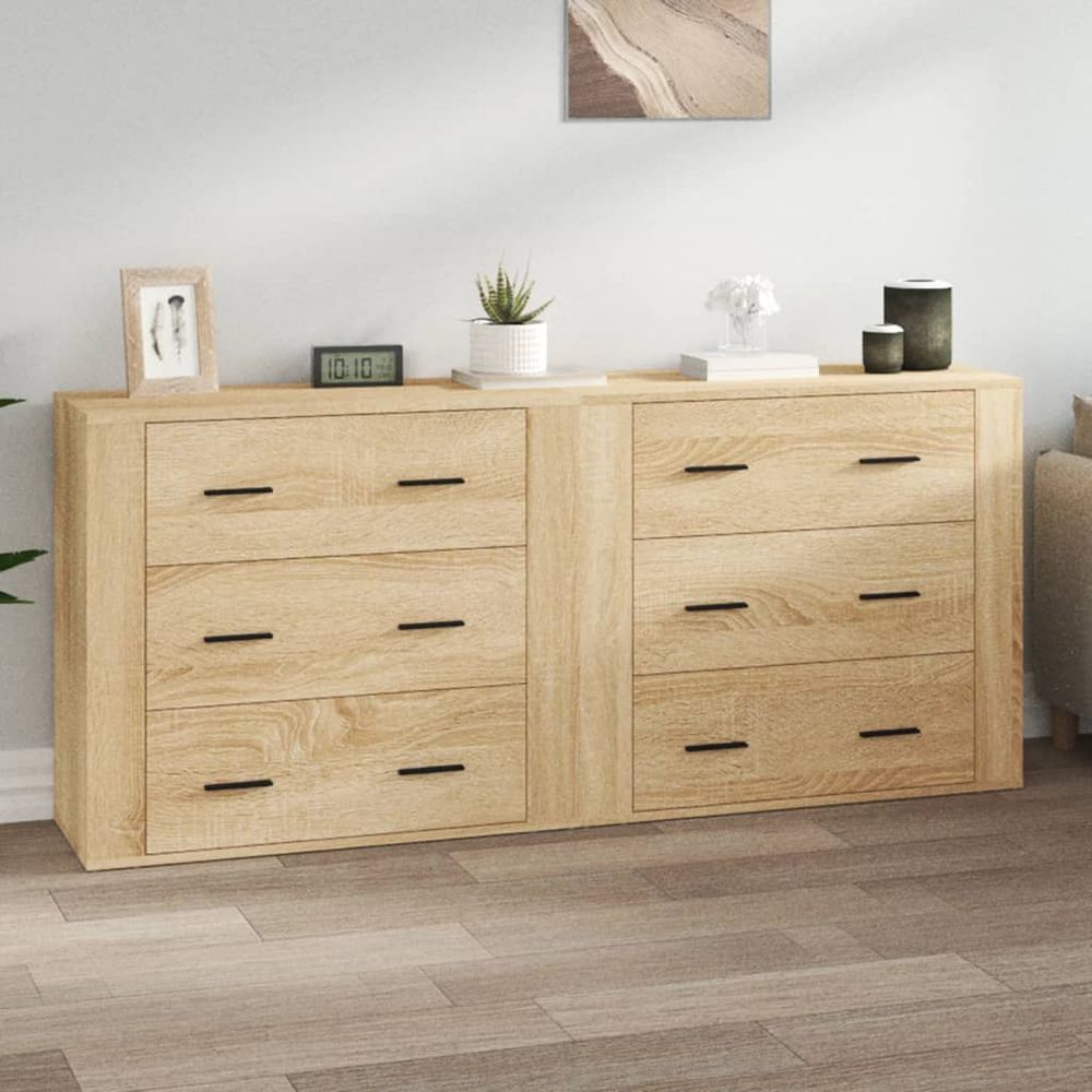 Sideboards 2 pcs White Engineered Wood