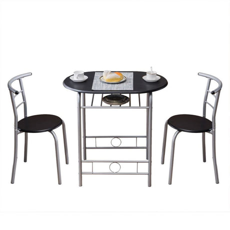 PVC Breakfast Table (One Table and Two Chairs) Black