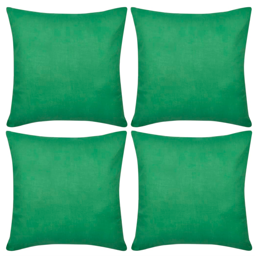 4 Green Cushion Covers Cotton 80 x 80 cm