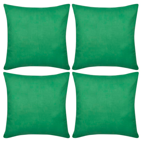 4 Green Cushion Covers Cotton 80 x 80 cm