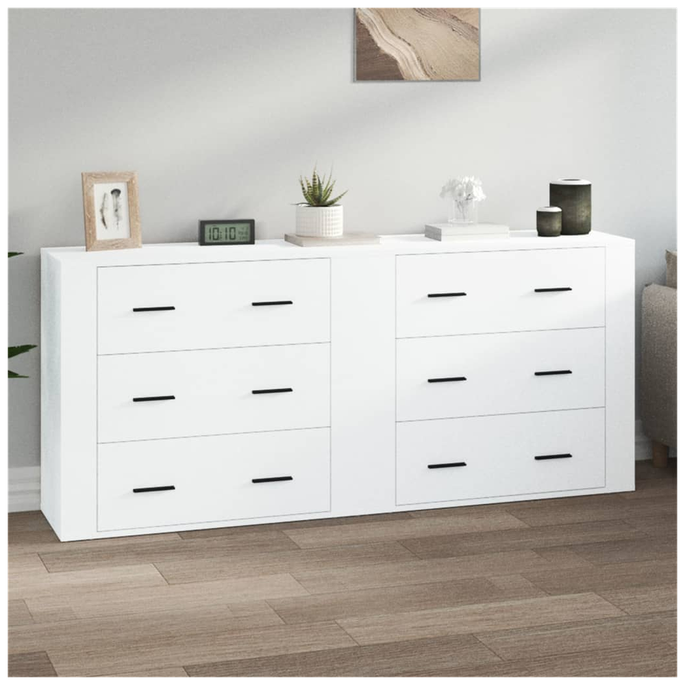 Sideboards 2 pcs White Engineered Wood