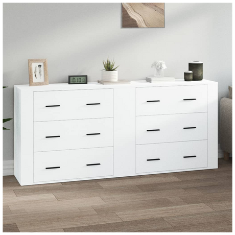 Sideboards 2 pcs White Engineered Wood