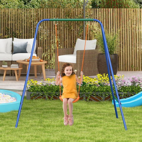 Garden Swing Set for Toddlers, Kids with Seats, Safety Belt, Orange