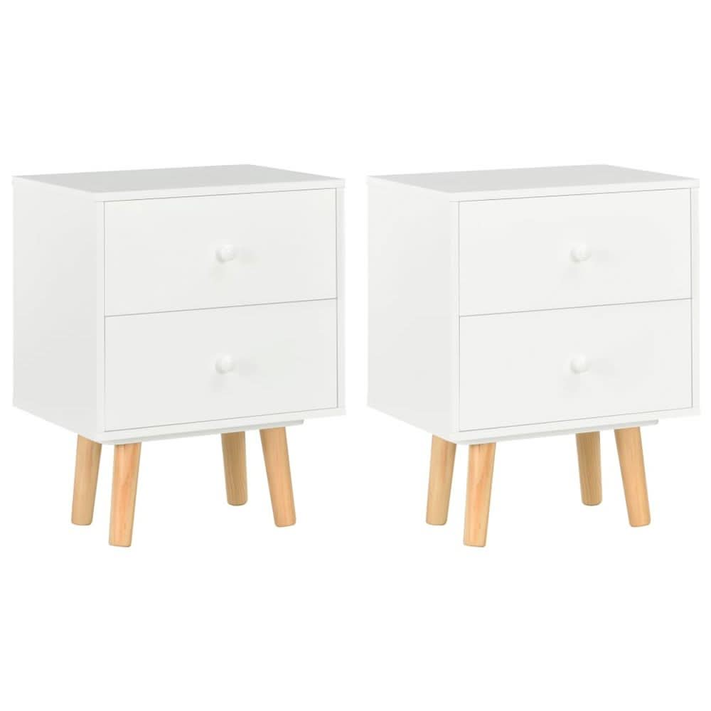 Bedside Cabinets 2 pcs White 40x30x50 cm Solid Pinewood