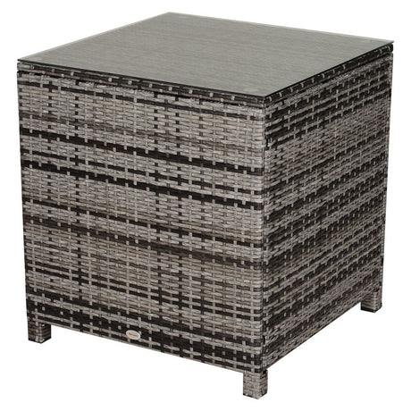 Tempered Glass Top Outdoor Garden Rattan Side Table