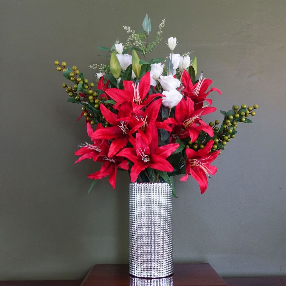 30cm Silver Dot Glass Vase