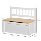 2 In 1 Wooden Toy Box, Kids Seat Bench Storage Chest, 60 x 30 x 50cm