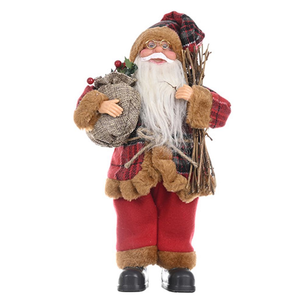 2024 Christmas Santa Claus Toy With Gift Bag Stand Santa Claus Decor Resin Mini Holding Presents Home Navidad Party Ornaments