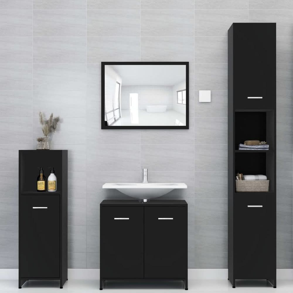 4 Piece Bathroom Furniture Set Smoked Oak Engineered Wood