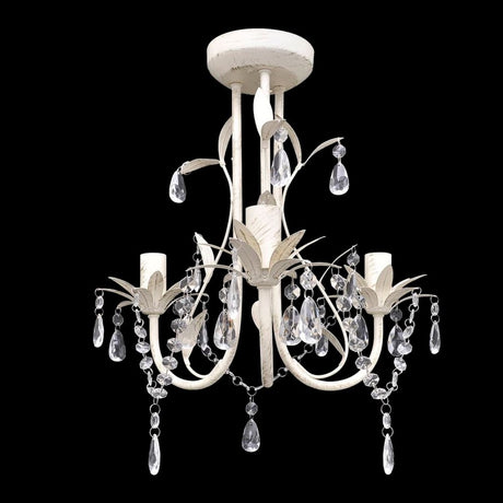 Crystal Pendant Ceiling Lamp Chandeliers 2 pcs Elegant White