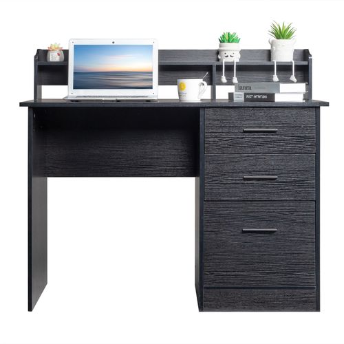 Particleboard Paste Triamine Desktop Storage Layer Three Drawers Computer Desk Black Wood Grain