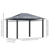 3.6 x 3(m) Hardtop Gazebo for Garden Party w/ Polycarbonate Curtains Outsunny