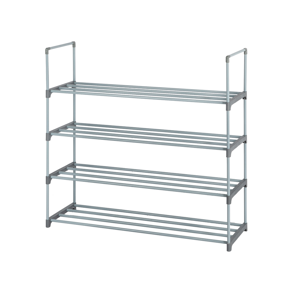 2 Set 4 Tiers Shoe Rack Shoe Tower Shelf Storage Organizer For Bedroom, Entryway, Hallway, and Closet Gray Color