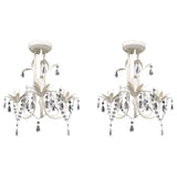 Crystal Pendant Ceiling Lamp Chandeliers 2 pcs Elegant White