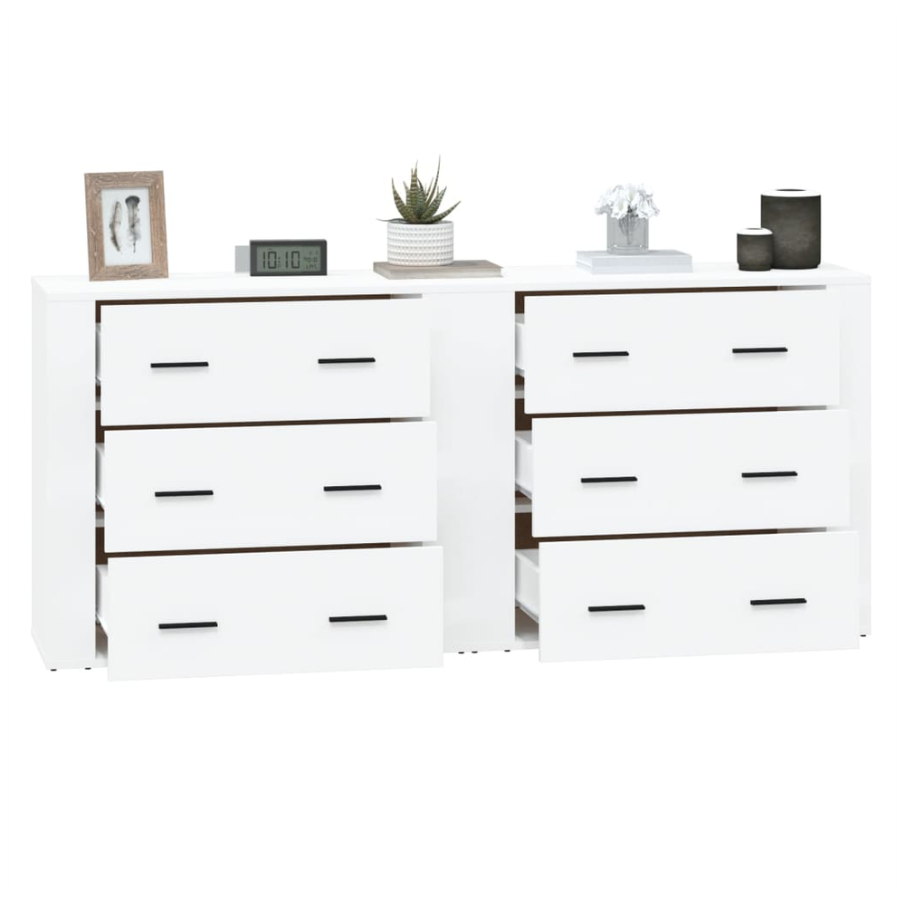 Sideboards 2 pcs White Engineered Wood