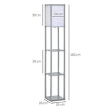 4-Tier Floor Lamp, Floor Light with Storage Shelf, Grey 3-Tier