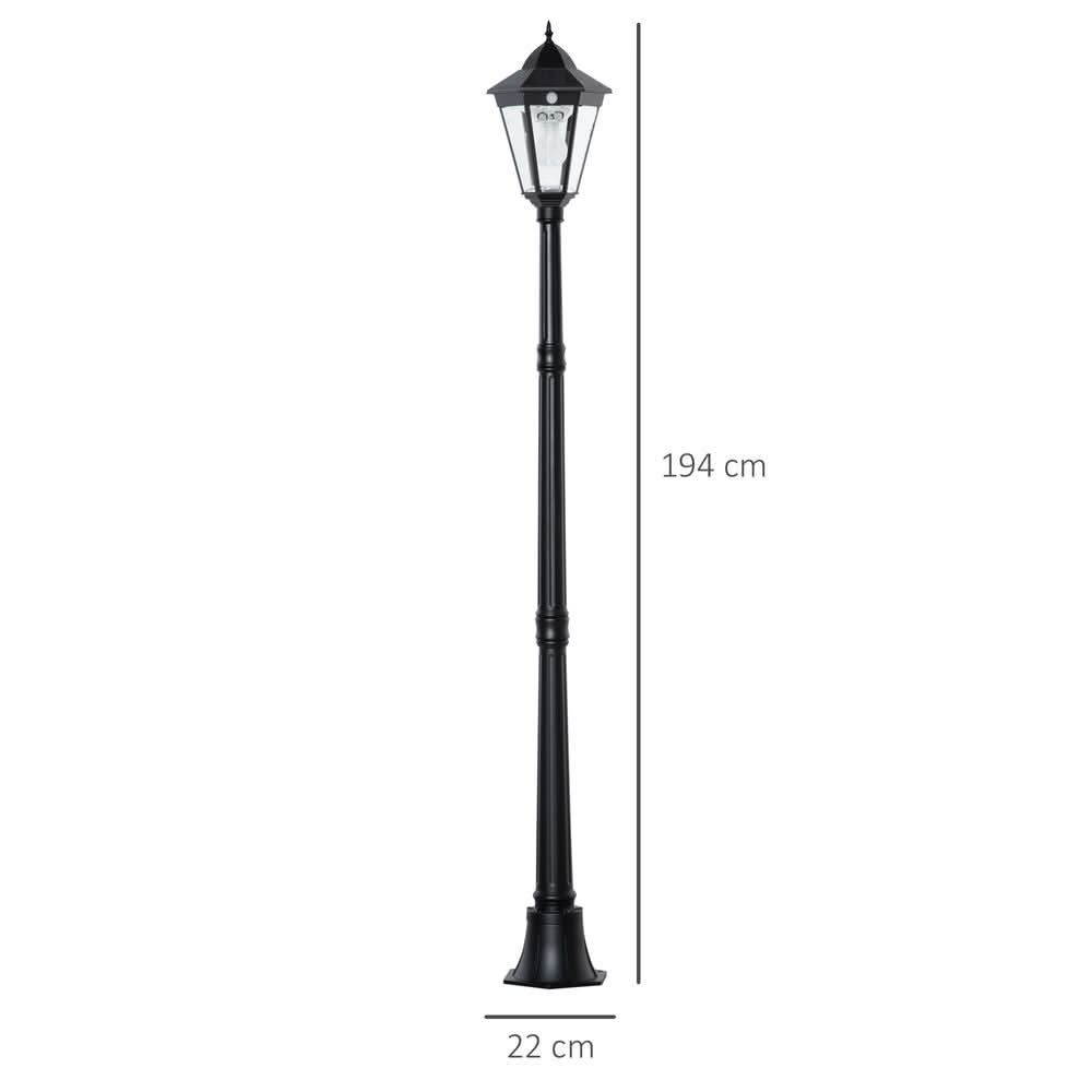 1.9M Garden Lamp Post Light, Outdoor LED Solar Powered Black