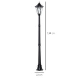 1.9M Garden Lamp Post Light, Outdoor LED Solar Powered Black