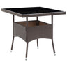 Outdoor Dining Table Black Poly Rattan and Glass