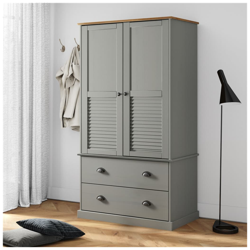 Wardrobe VIGO Grey 90x55x176 cm Solid Wood Pine