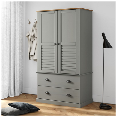 Wardrobe VIGO Grey 90x55x176 cm Solid Wood Pine